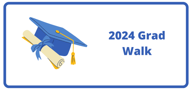 Graduation cap with text grad walk 2024