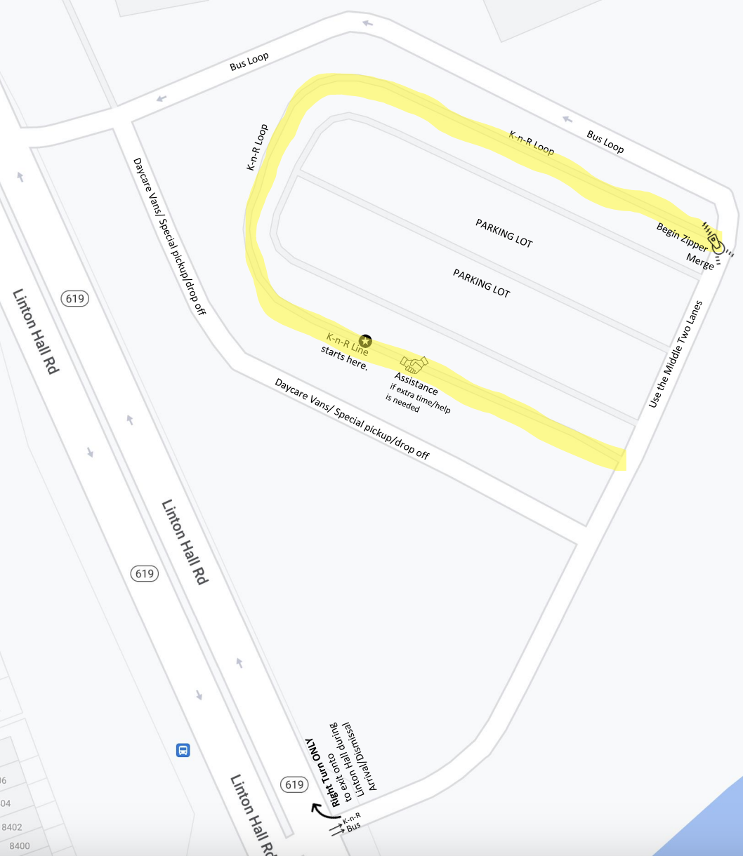 map showing KNR flow of cars