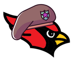 military cardinal wearing beret