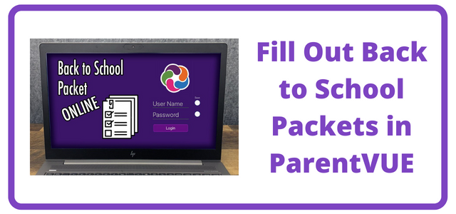 text back to school packets in Parents VUE with pic of parent vue